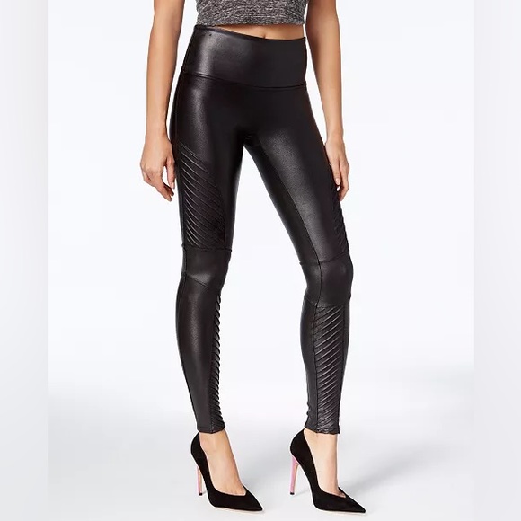 Spanx Women’s Faux Leather Moto Leggings Color: Very Black Size: XS/TP NWT. - Picture 1 of 16